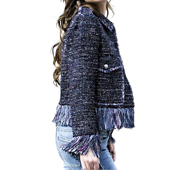 For The Republic Tweed Fringe Jacket - Picture 1 of 6
